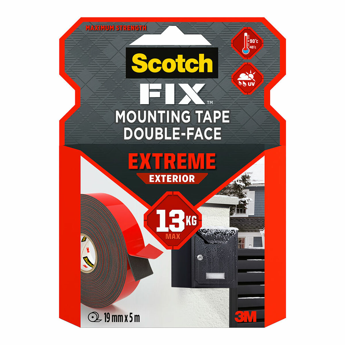 Fita de Dupla Face Scotch extreme 19 mm x 5 m Cinzento