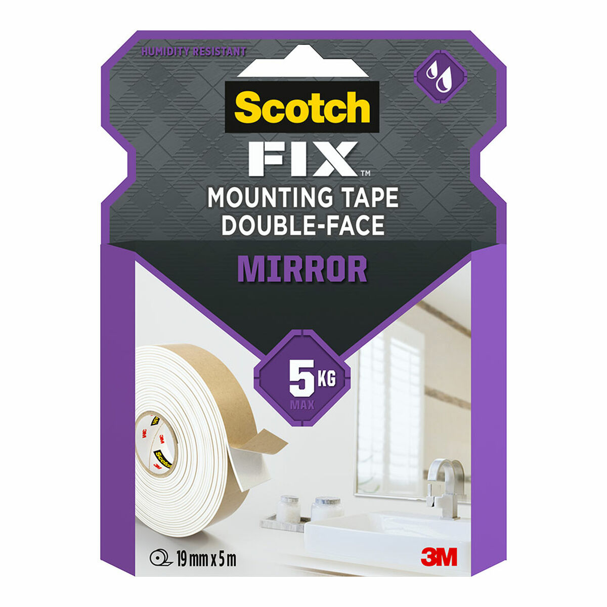 Fita de Dupla Face Scotch 5 kg 19 mm x 5 m Transparente Espelhos