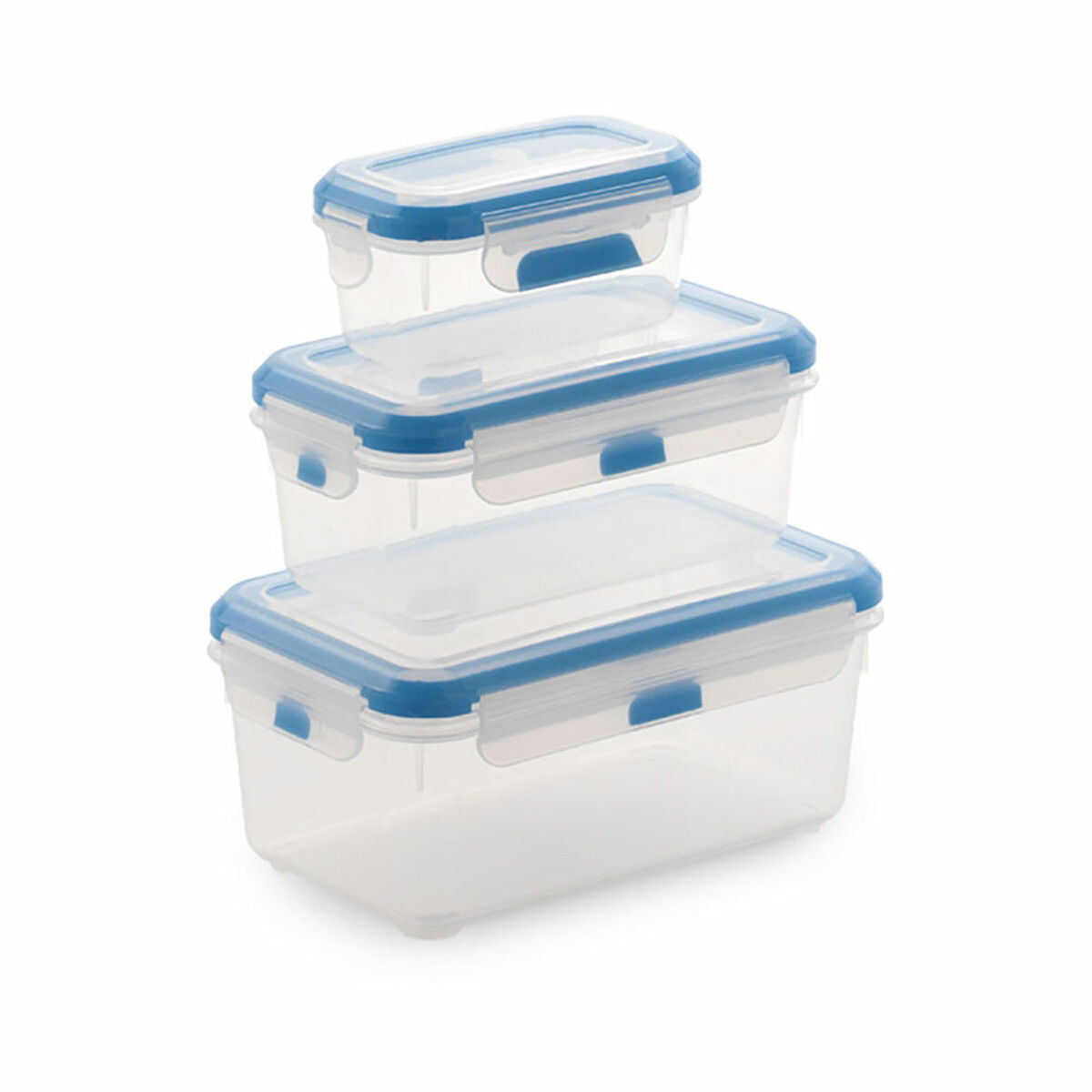 Conjunto de 3 Lancheiras SP Berner super lock Retangular Transparente Plástico (3 Unidades)