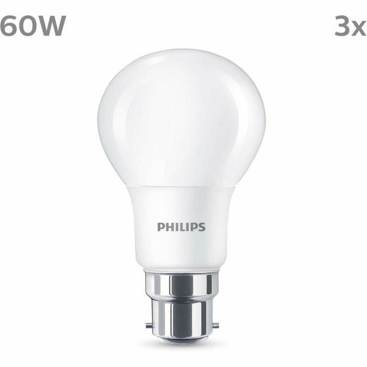 Lâmpada LED Philips 60 W Mate Branco quente F 8 W 60 W B22 3 Unidades (2700 K)