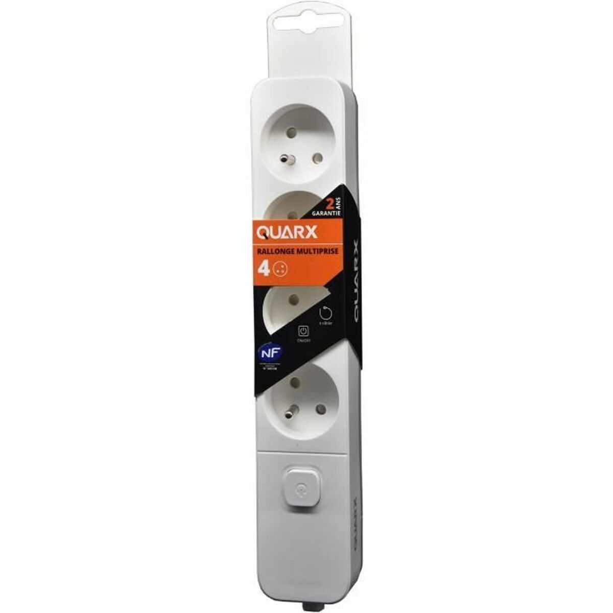 Extensão com 4 tomadas com interruptor QUARX (1,5 m)