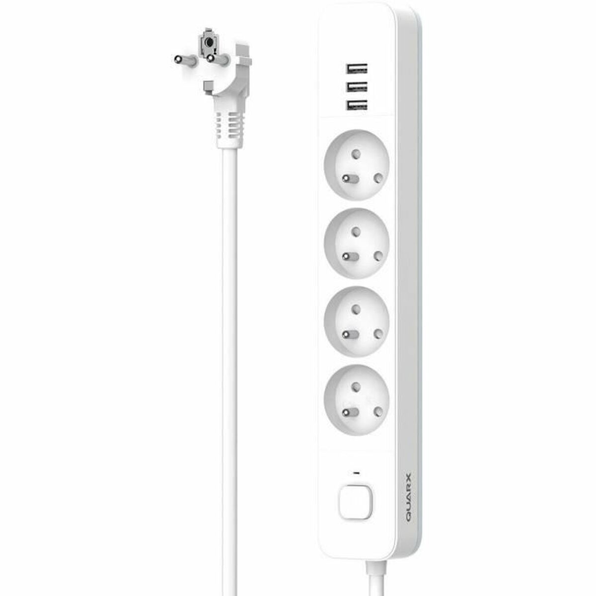 Extensão com 4 tomadas com interruptor QUARX (1,5 m)