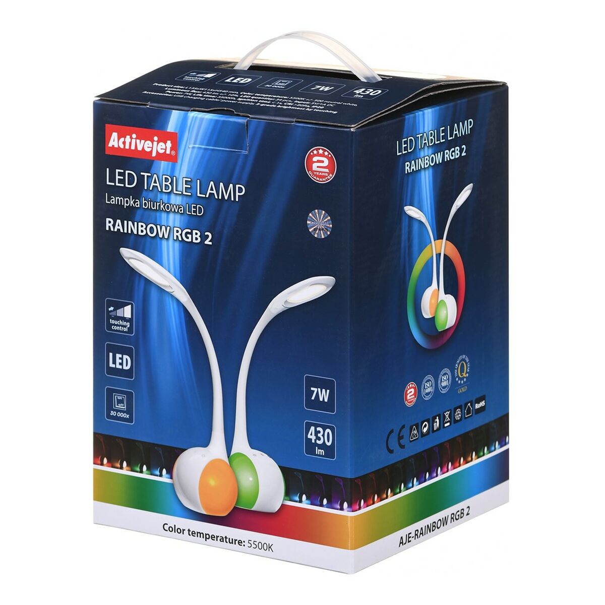 Lâmpada de secretária Activejet AJE-RAINBOW 2 Branco 7 W 430 Lm