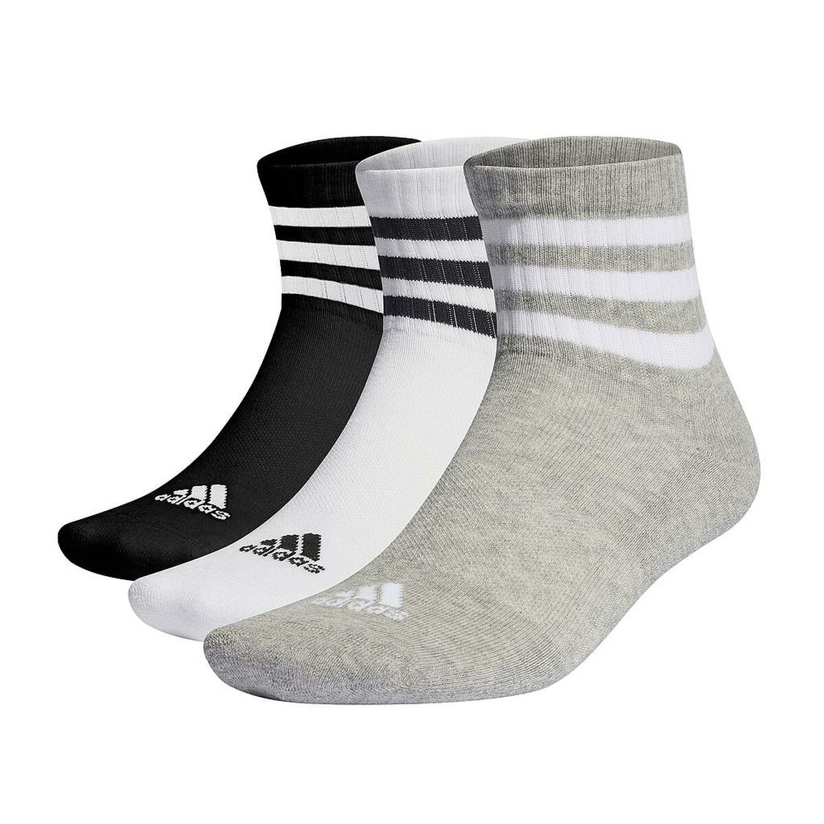 Meias de Desporto Adidas 3 STRIPES CUSHIONED MID CUT IC1318 Preto 3 pares