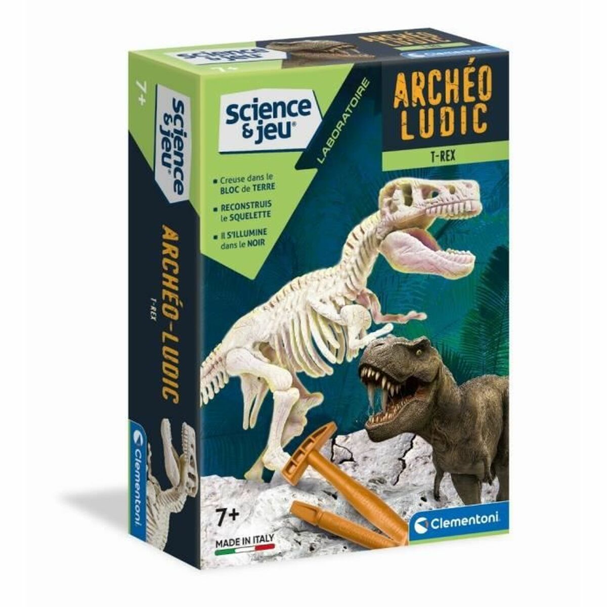 Jogo de Escavação Clementoni T-Rex fosforescente