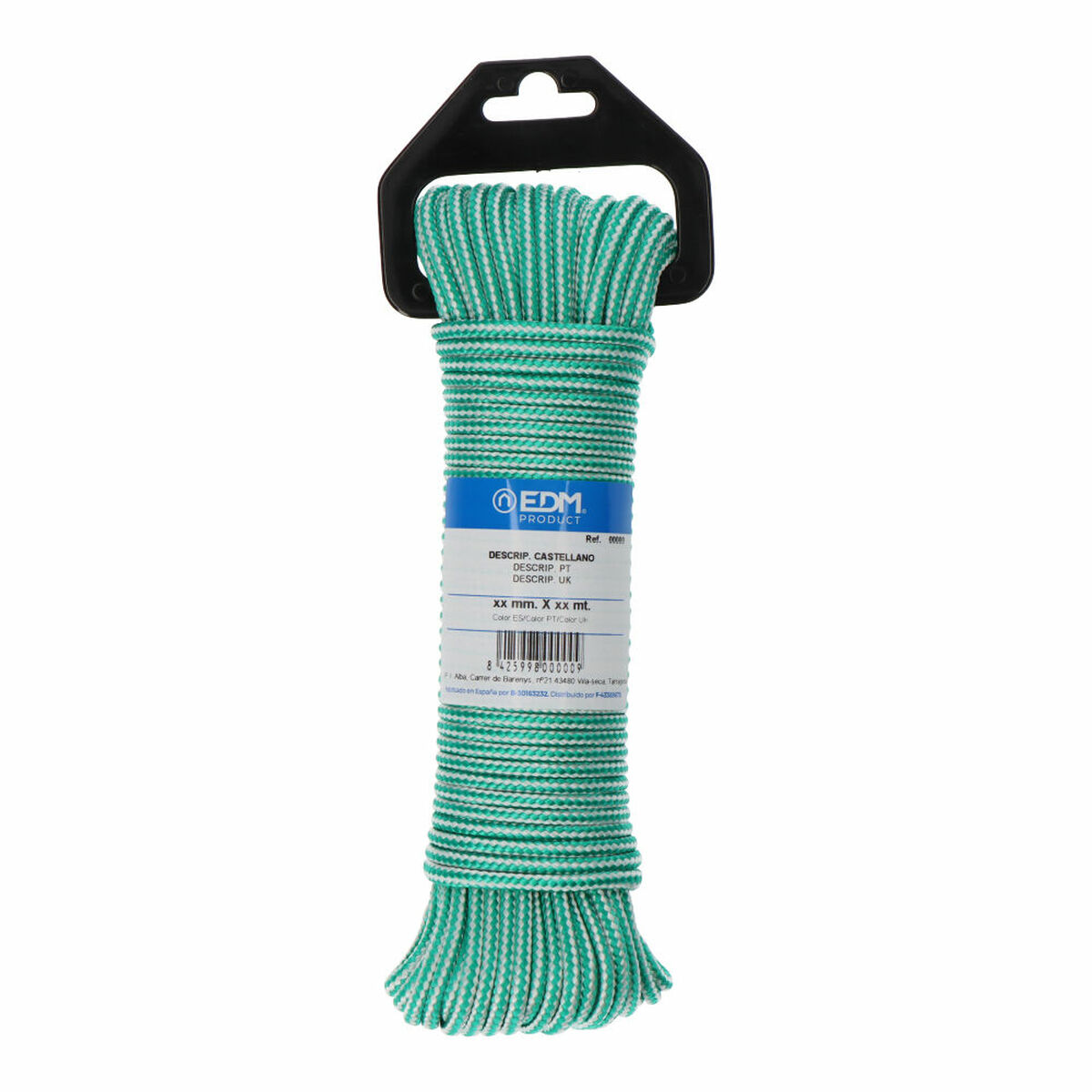 Corda para estendal EDM 87912 Branco Verde Polipropileno 4,5 mm x 25 m Entrançado