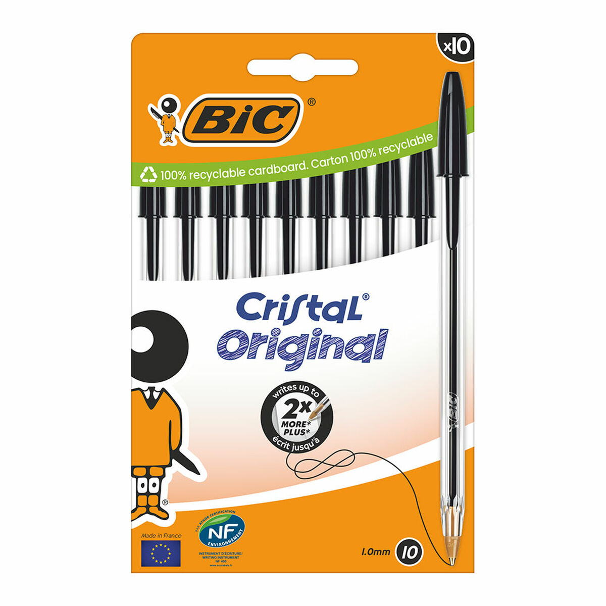 Caneta Bic Cristal Preto (10 Unidades)