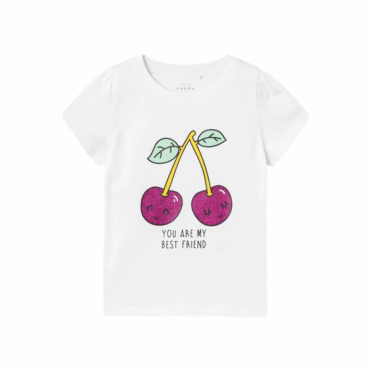 Camisola de Manga Curta Infantil Name It Nmfvibeke Capsl Branco