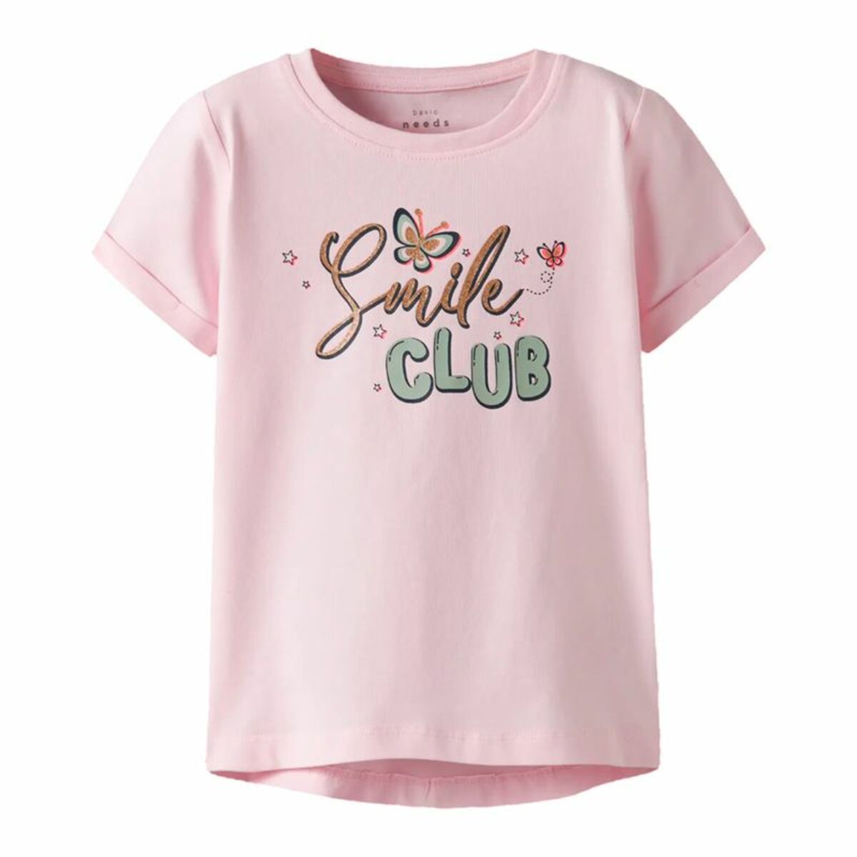 Camisola de Manga Curta Infantil Name It Nmfvix Cor de Rosa