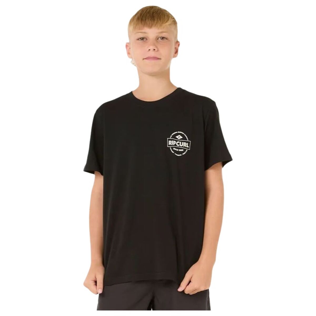 Camisola de Manga Curta Infantil Rip Curl Staple Preto