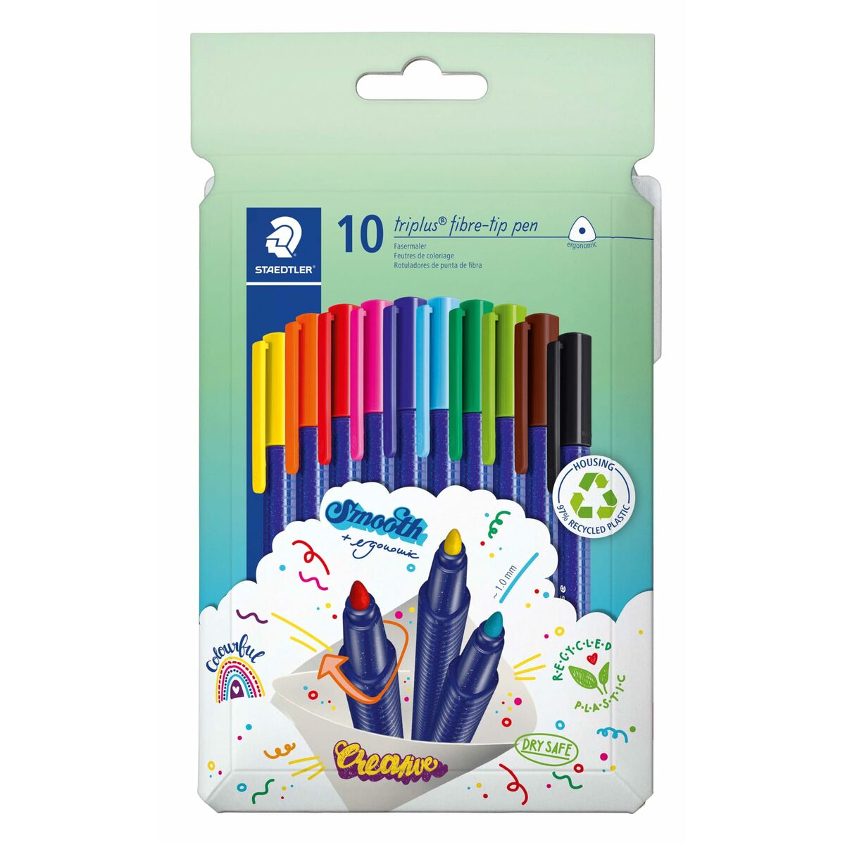 Conjunto de Canetas de Feltro Staedtler Triplus Multicolor 10 Peças