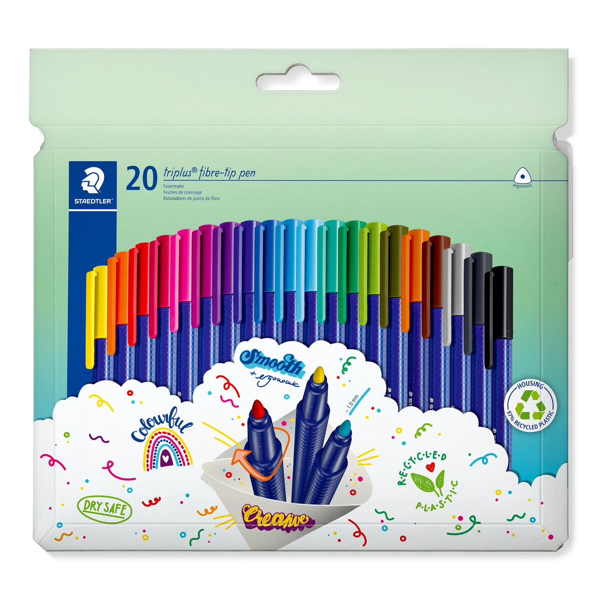 Conjunto de Canetas de Feltro Staedtler Triplus Multicolor 20 Peças