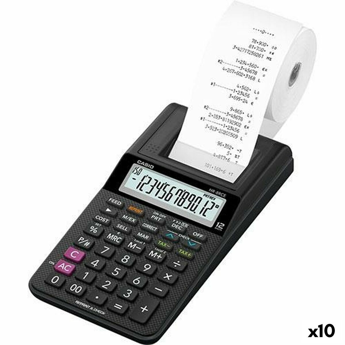 Calculadora impressora Casio HR-8RCE Preto (10 Unidades)