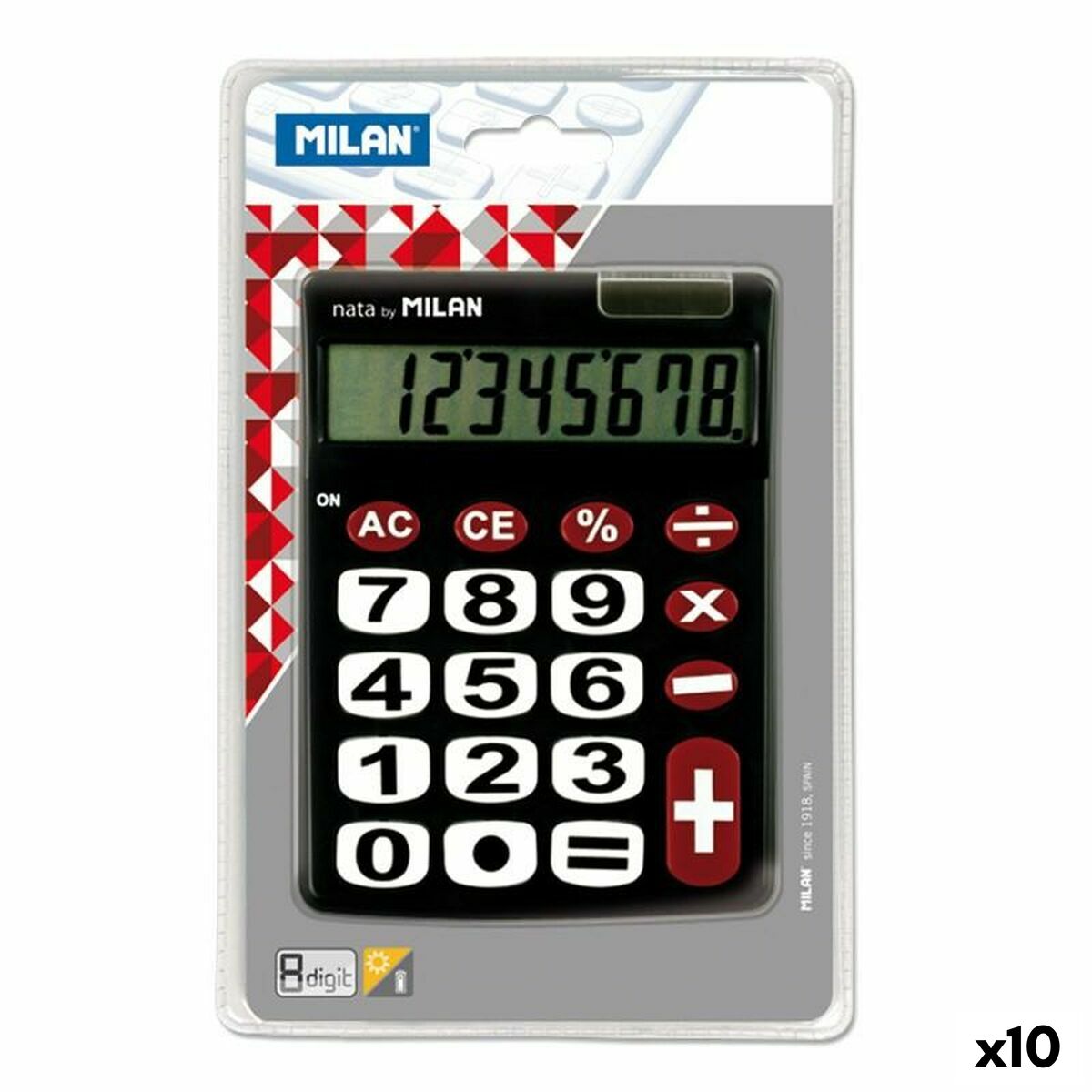 Calculadora Milan Dual Preto 14,5 x 10,6 x 2,1 cm (10 Unidades)