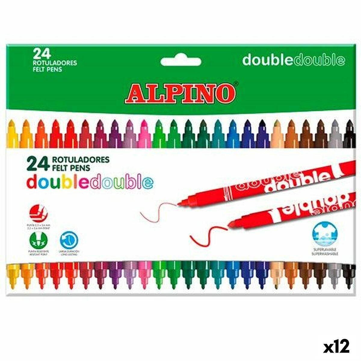 Conjunto de Canetas de Feltro Alpino Double Multicolor 20 Peças (12 Unidades)