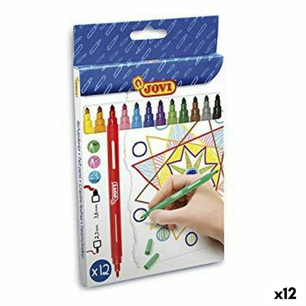 Conjunto de Canetas de Feltro Jovi Multicolor 12 Peças (12 Unidades)