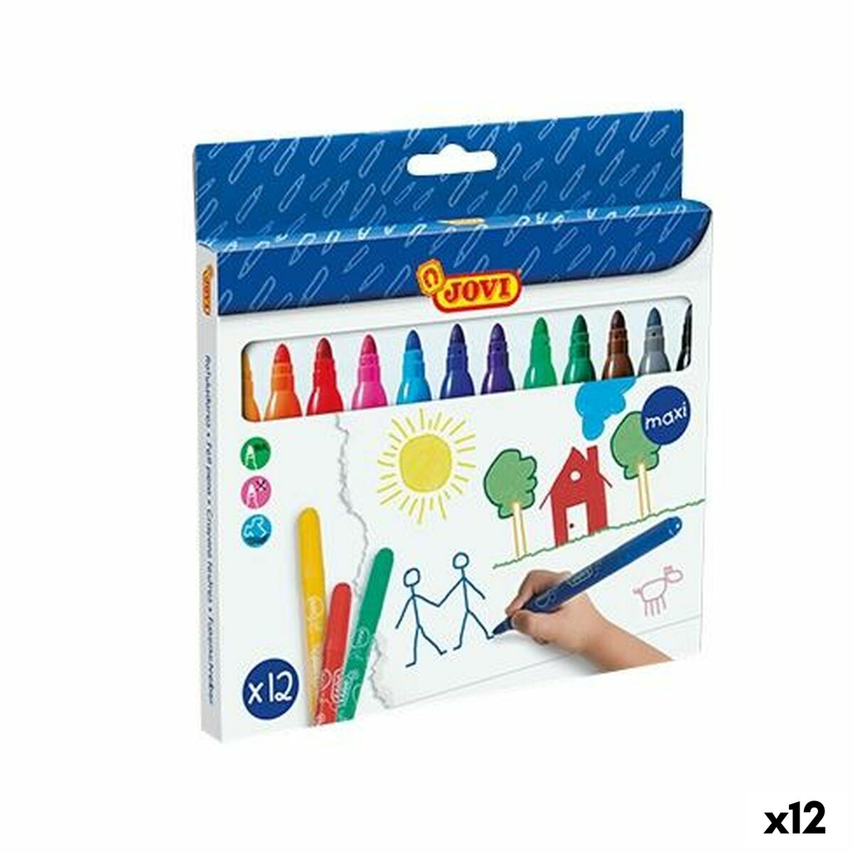 Conjunto de Canetas de Feltro Jovi Maxi Multicolor 12 Peças (12 Unidades)