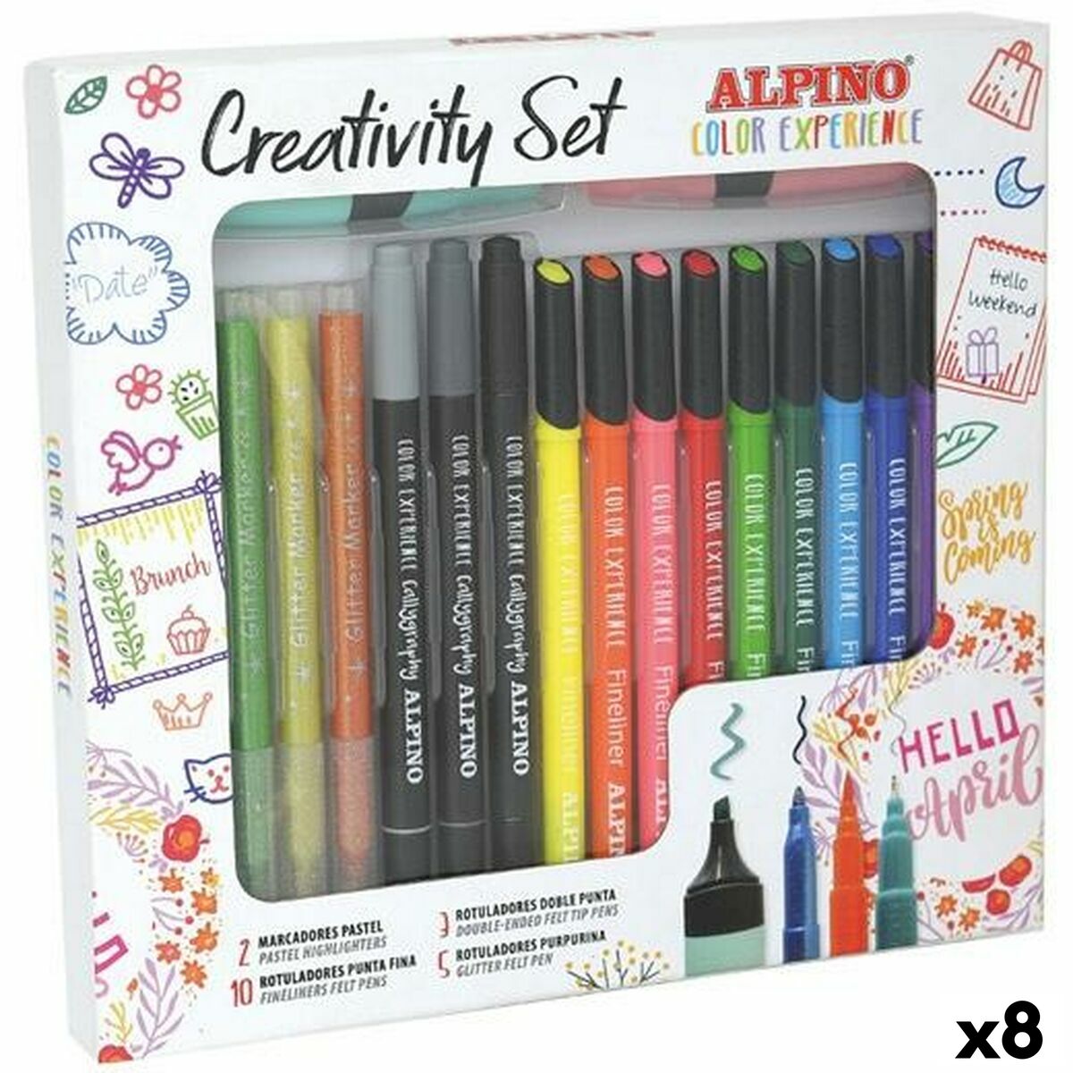 Conjunto de Canetas de Feltro Alpino CREATIVITY COLOR EXPERIENCE Multicolor 20 Peças (8 Unidades)