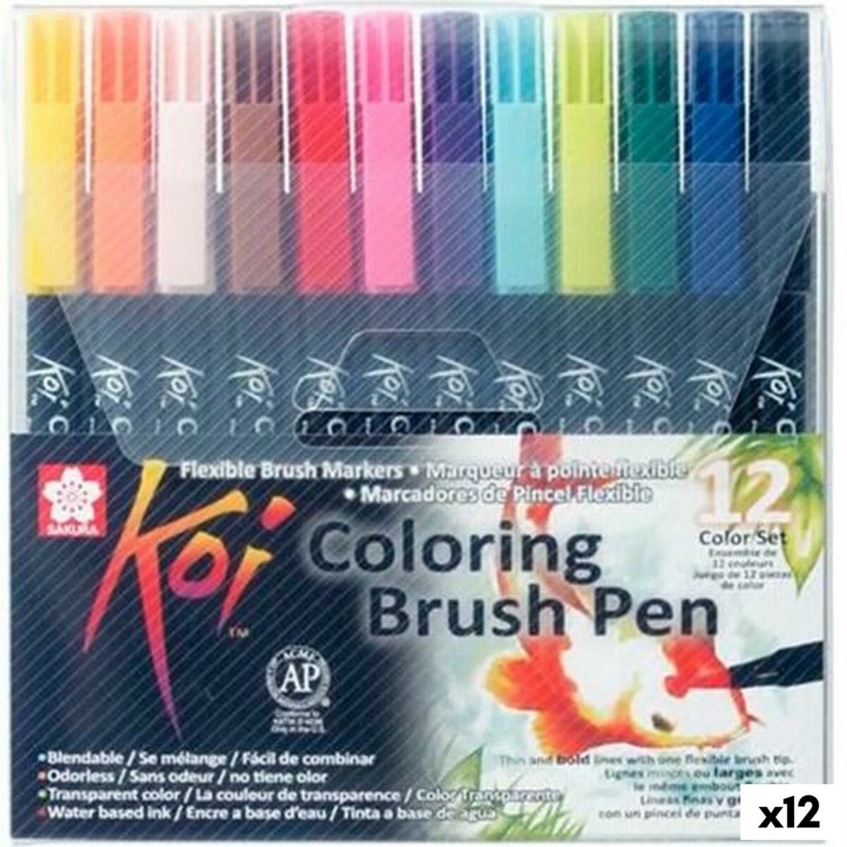 Conjunto de Canetas de Feltro Talens Sakura KOI Multicolor 12 Peças (12 Unidades)