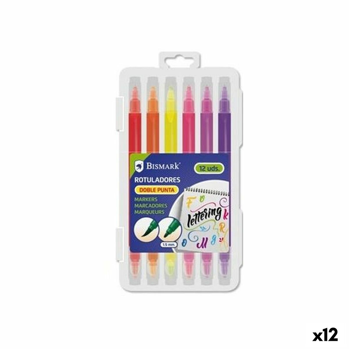 Conjunto de Canetas de Feltro Bismark LETTERING Multicolor 12 Peças (12 Unidades)