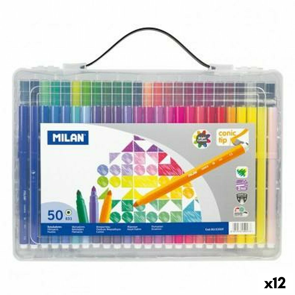 Conjunto de Canetas de Feltro Milan Conic Multicolor 50 Peças (12 Unidades)