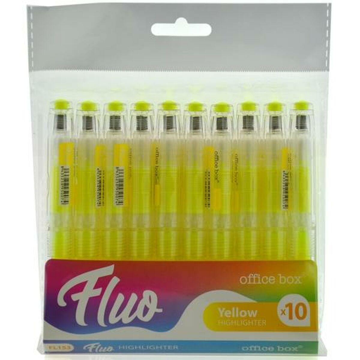 Conjunto de Marcadores Fluorescentes Office Box FLUO Amarelo 10 Peças