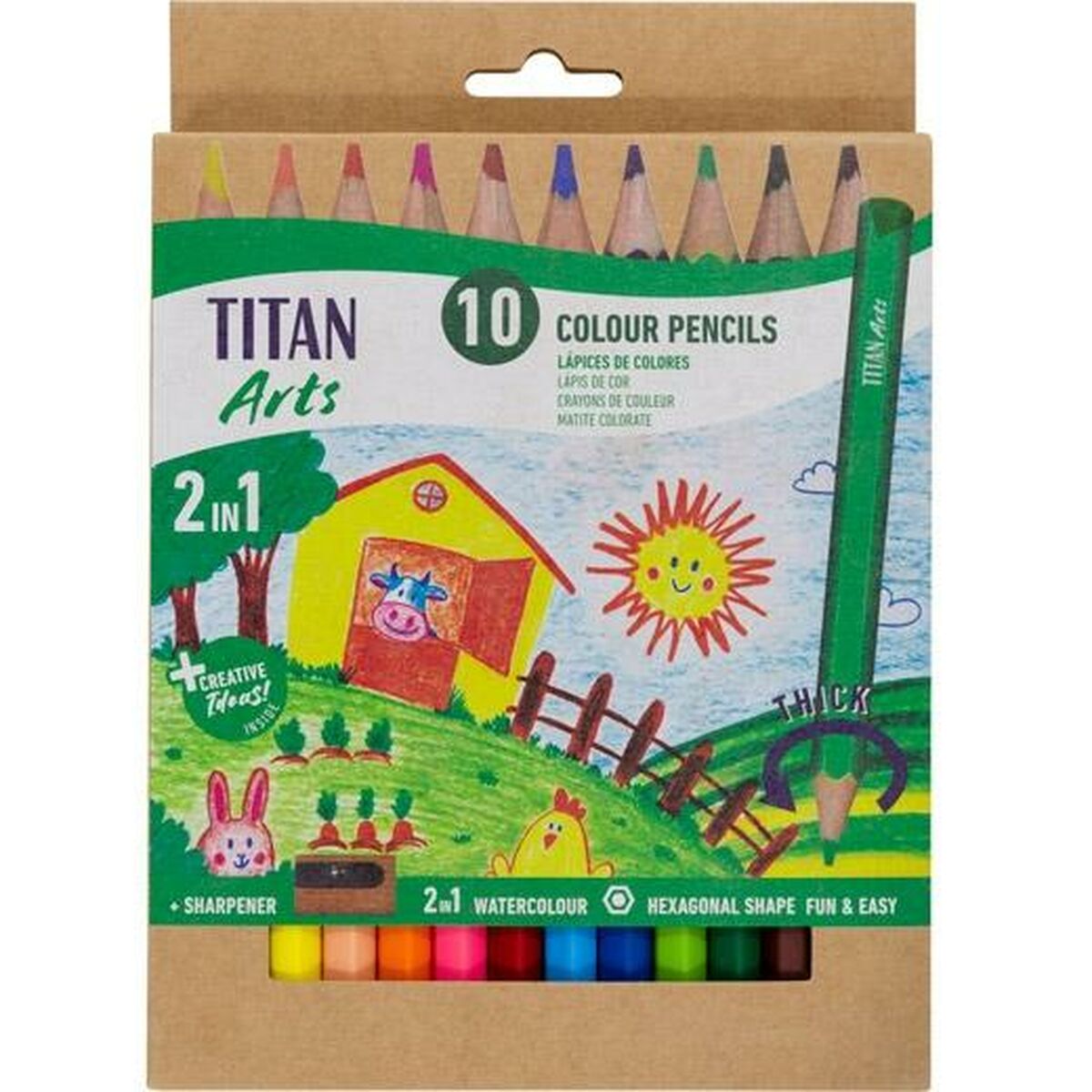 Lápis de cores Titan Arts Multicolor 10 Peças