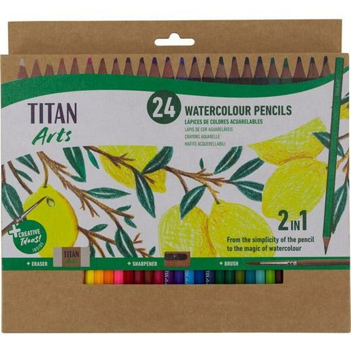 Lápiz de Cor Aquarela Titan Arts Multicolor 24 Peças