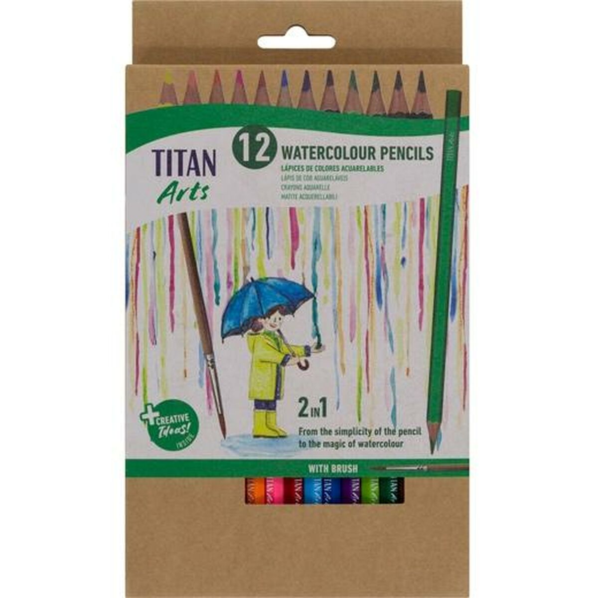 Lápiz de Cor Aquarela Titan Arts Multicolor 12 Peças