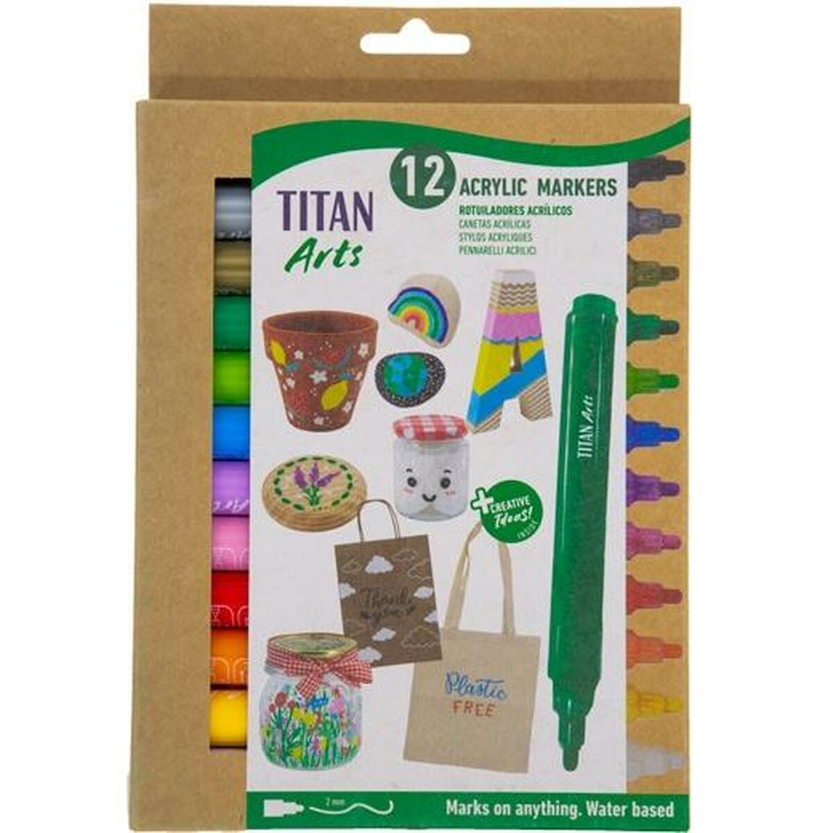 Conjunto de Canetas de Feltro Titan Arts Multicolor 12 Peças