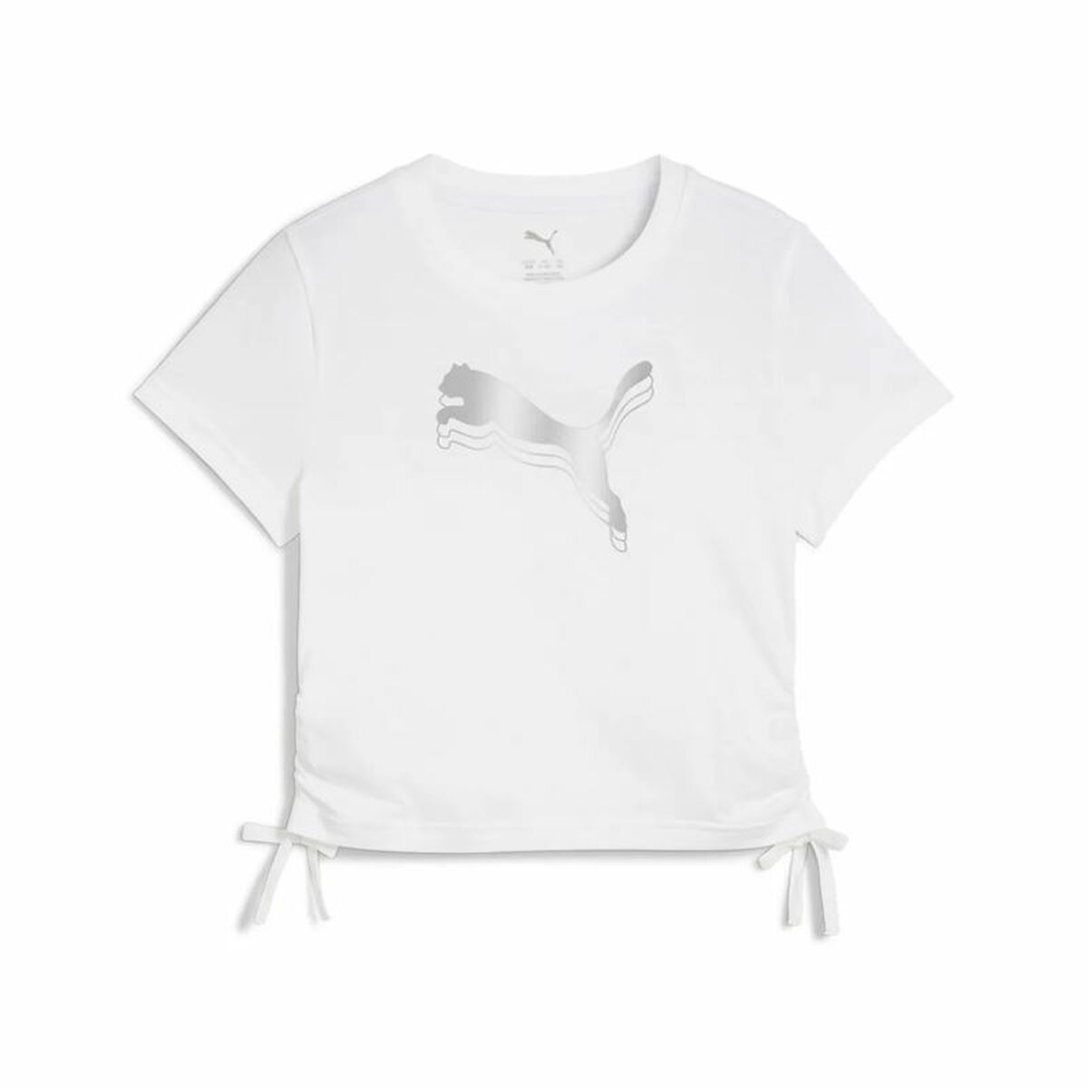 Camisola de Manga Curta Infantil Puma Essentials Metallic Knotted Branco