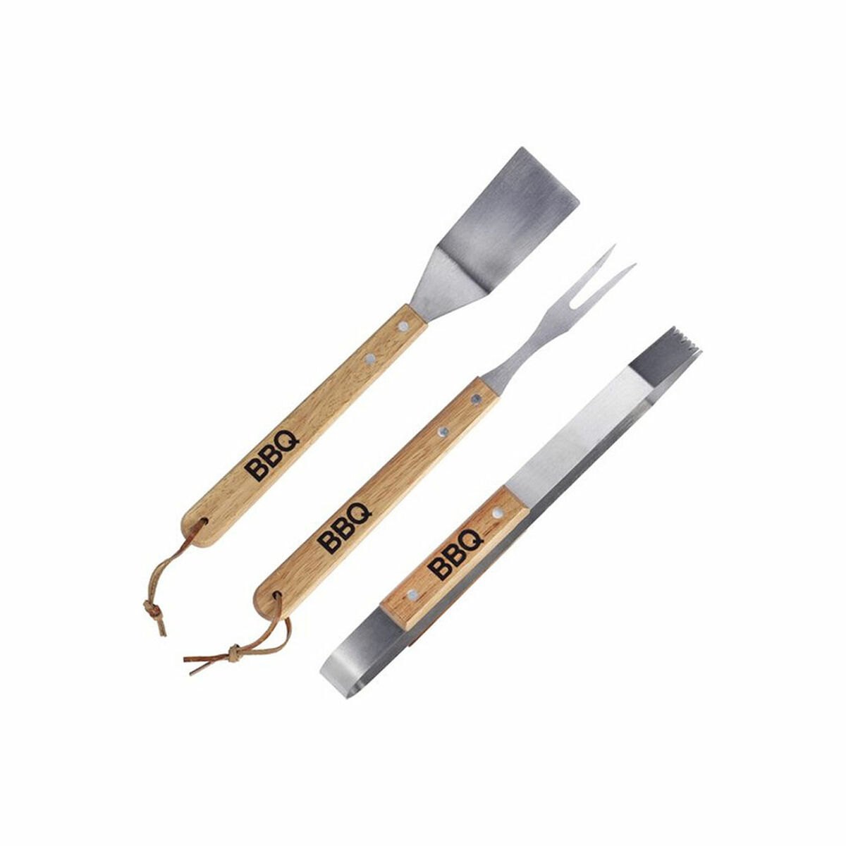 Conjunto de ferramentas para churrasco BBQ Collection Aço inoxidável Madeira da borracha (3)