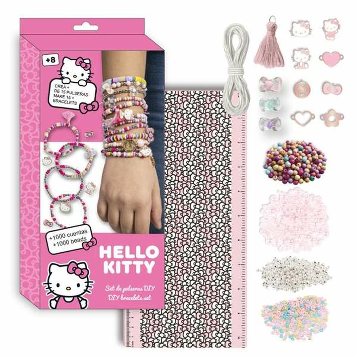 Kit Criação de Pulseiras e Colares Hello Kitty 13 x 28,5 x 4 cm