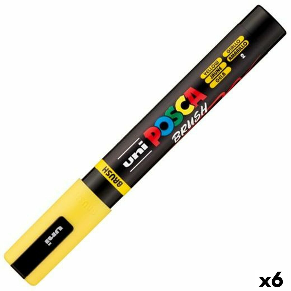 Marcador BRUSH POSCA PC-5BR Amarelo (6 Unidades)