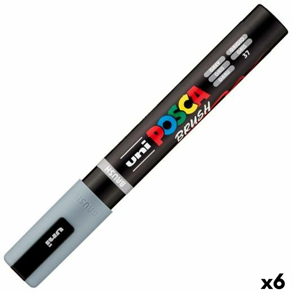Marcador BRUSH POSCA PC-5BR Cinzento (6 Unidades)