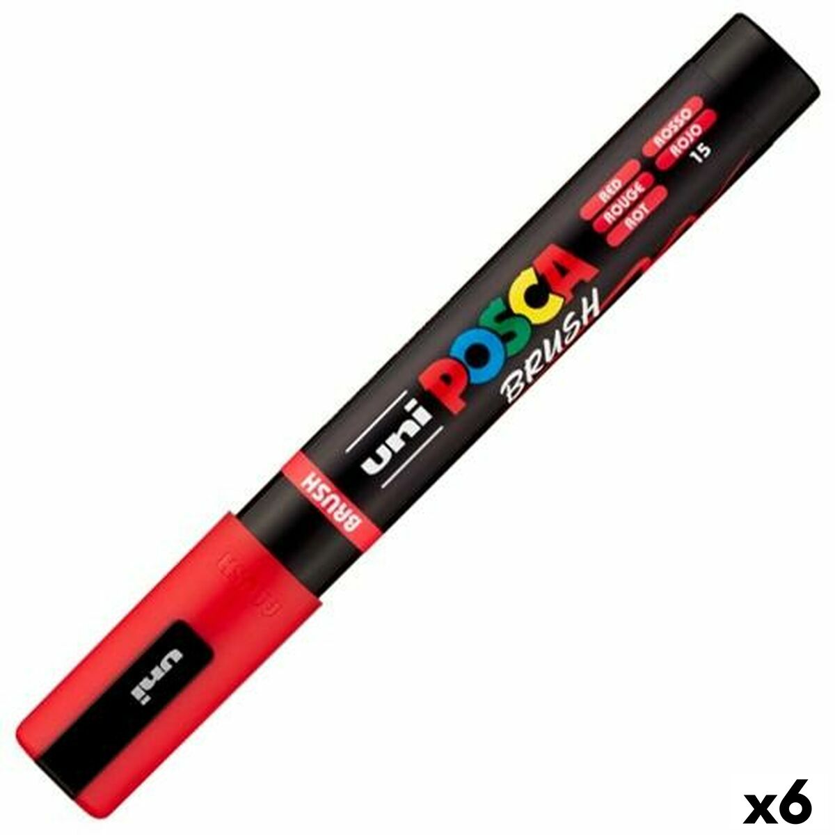 Marcador BRUSH POSCA PC-5BR Vermelho (6 Unidades)