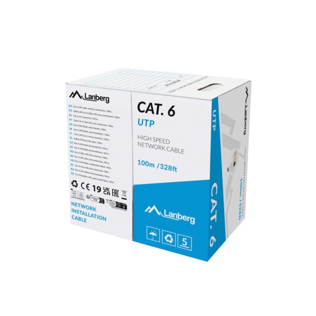 Cabo de rede rígido UTP Categoria 6 Lanberg LCU6-11CU-0100-S