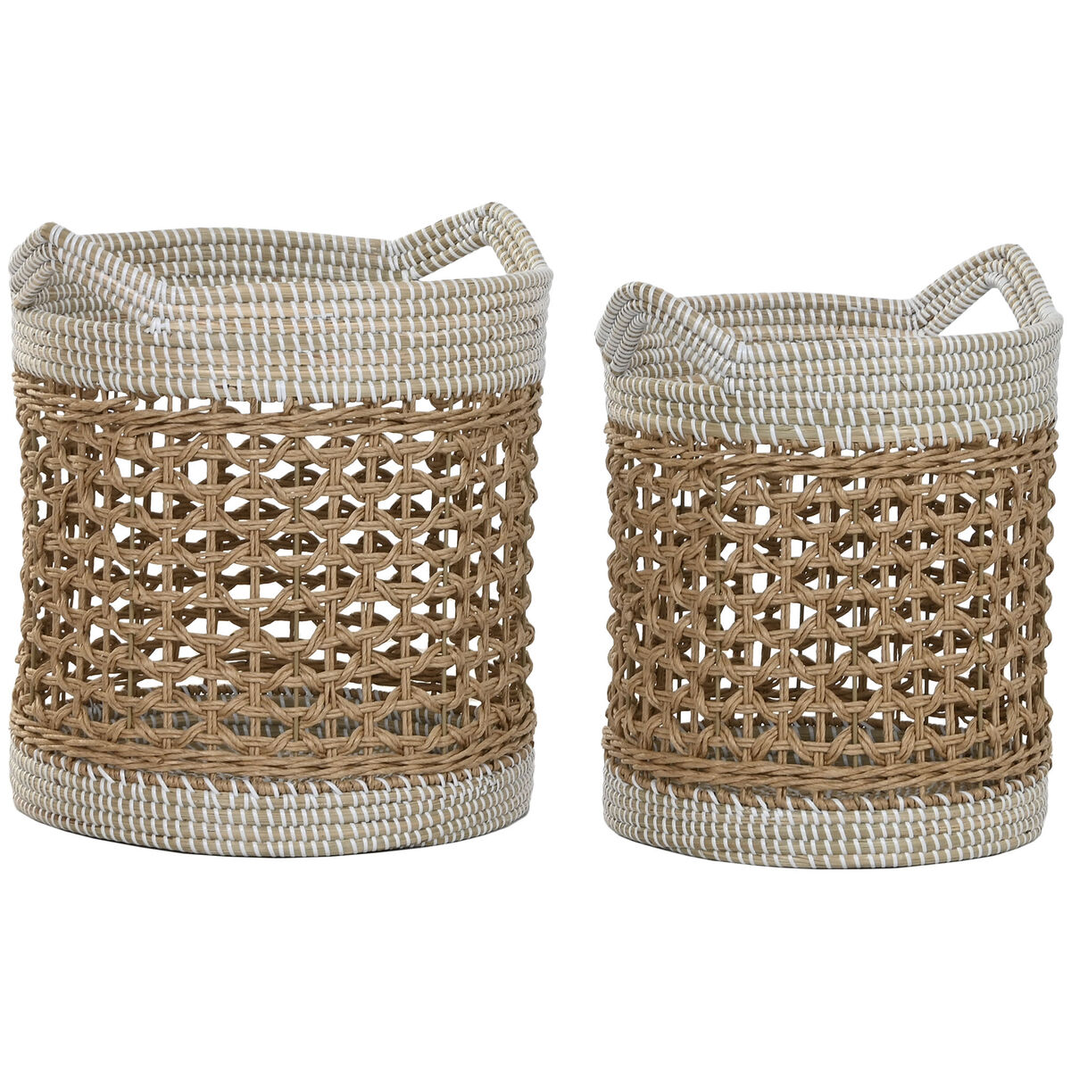 Conjunto de Cestas Home ESPRIT Branco Natural Papel Zostera marina (2 Peças)