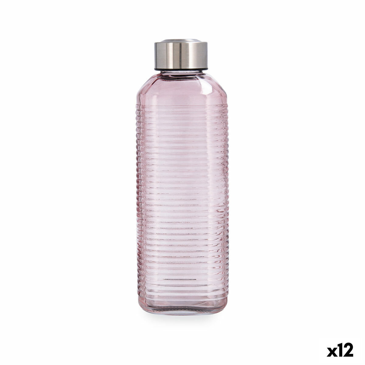 Garrafa de água Quid Velvet Cor de Rosa Vidro 1 L (12 Unidades)