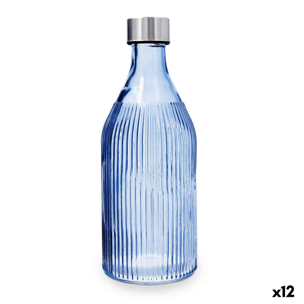Garrafa de água Quid Maison Azul Marinho Vidro 1 L (12 Unidades)