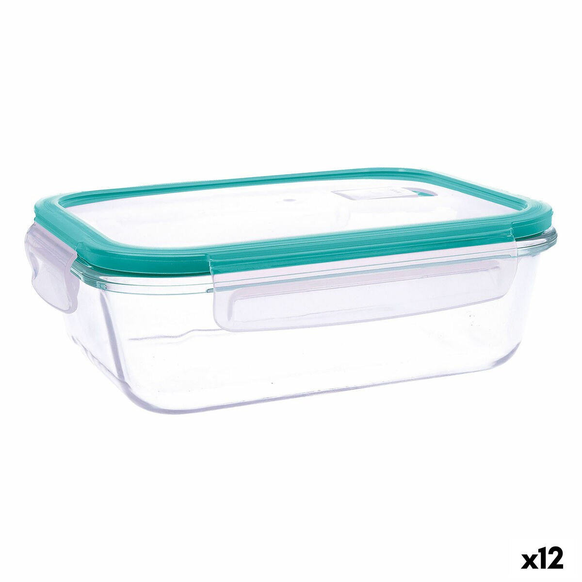 Lancheira Hermética Quid Ciclon Turquesa Vidro 640 ml (12 Unidades)