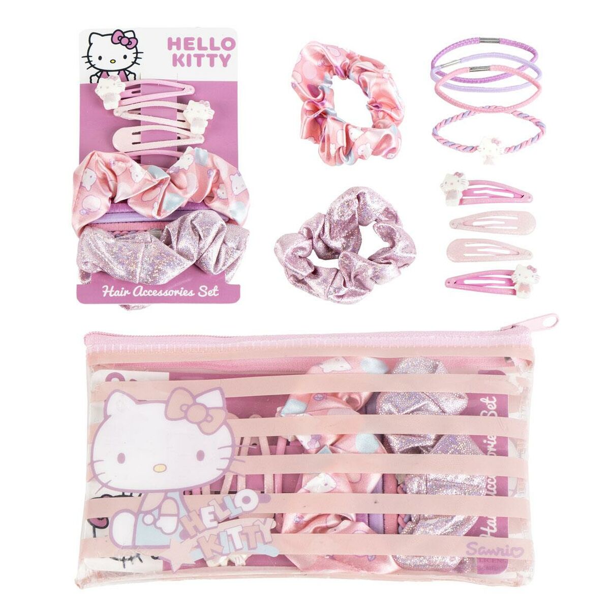 Acessórios para o Cabelo Hello Kitty Cor de Rosa 10 Peças