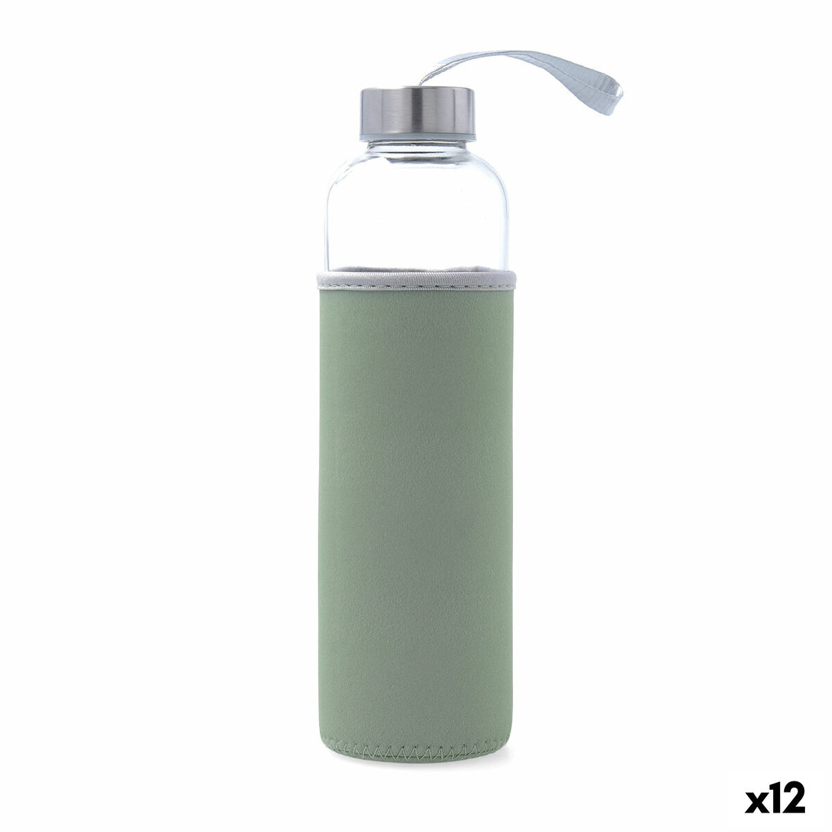 Garrafa de água Quid Quidate Cinzento Vidro 600 ml (12 Unidades)