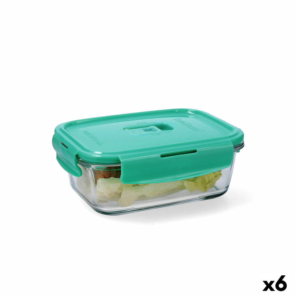 Lancheira Hermética Luminarc Turquesa Turquesa Vidro 820 ml (6 Unidades)