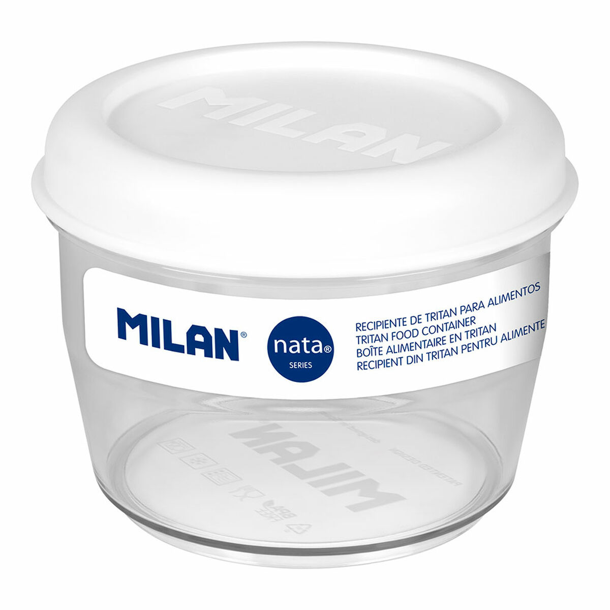 Lancheira Hermética Milan 500 ml Branco Transparente Plástico Redonda Ø 12 cm