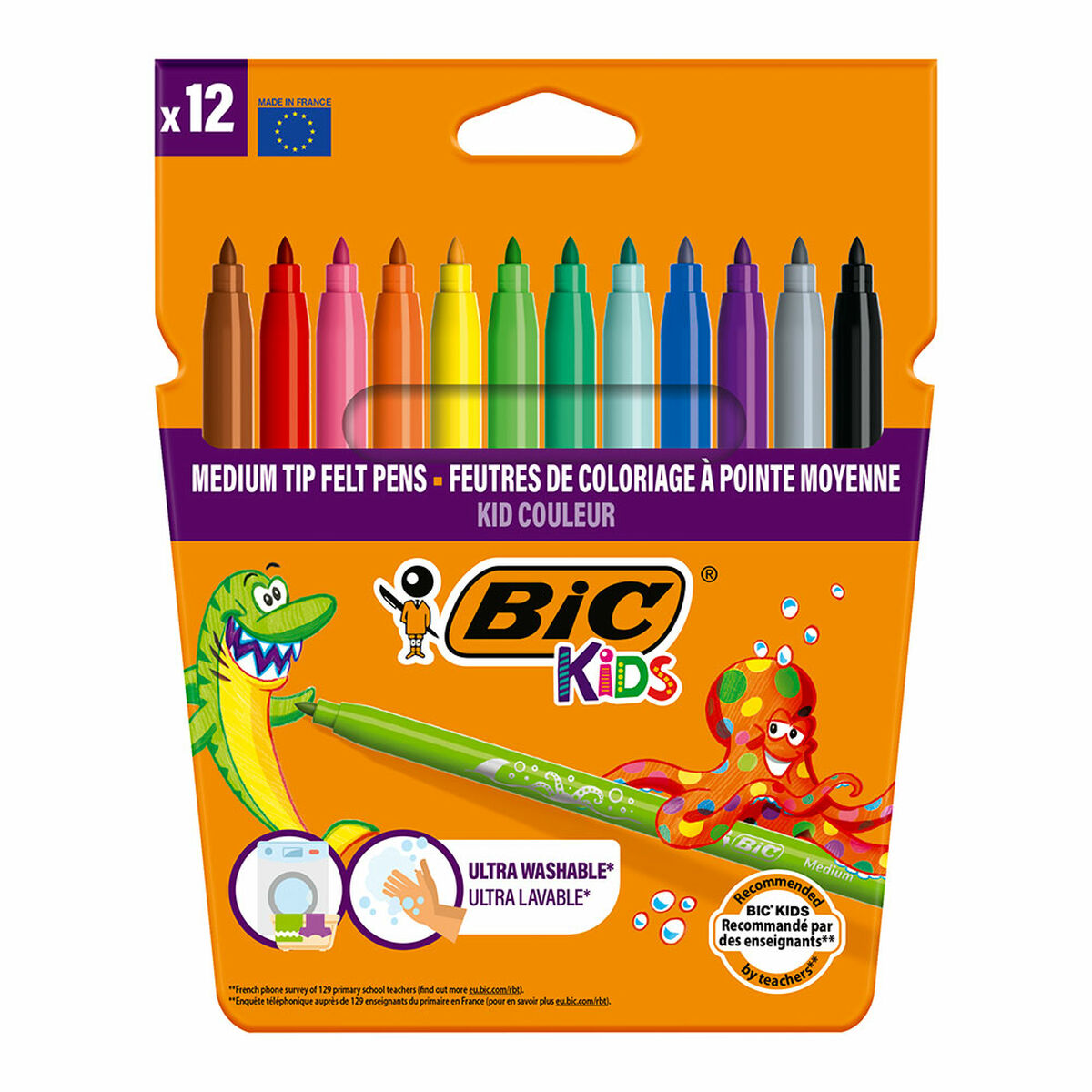 Conjunto de Canetas de Feltro Bic kid couleur Multicolor (12 Unidades)