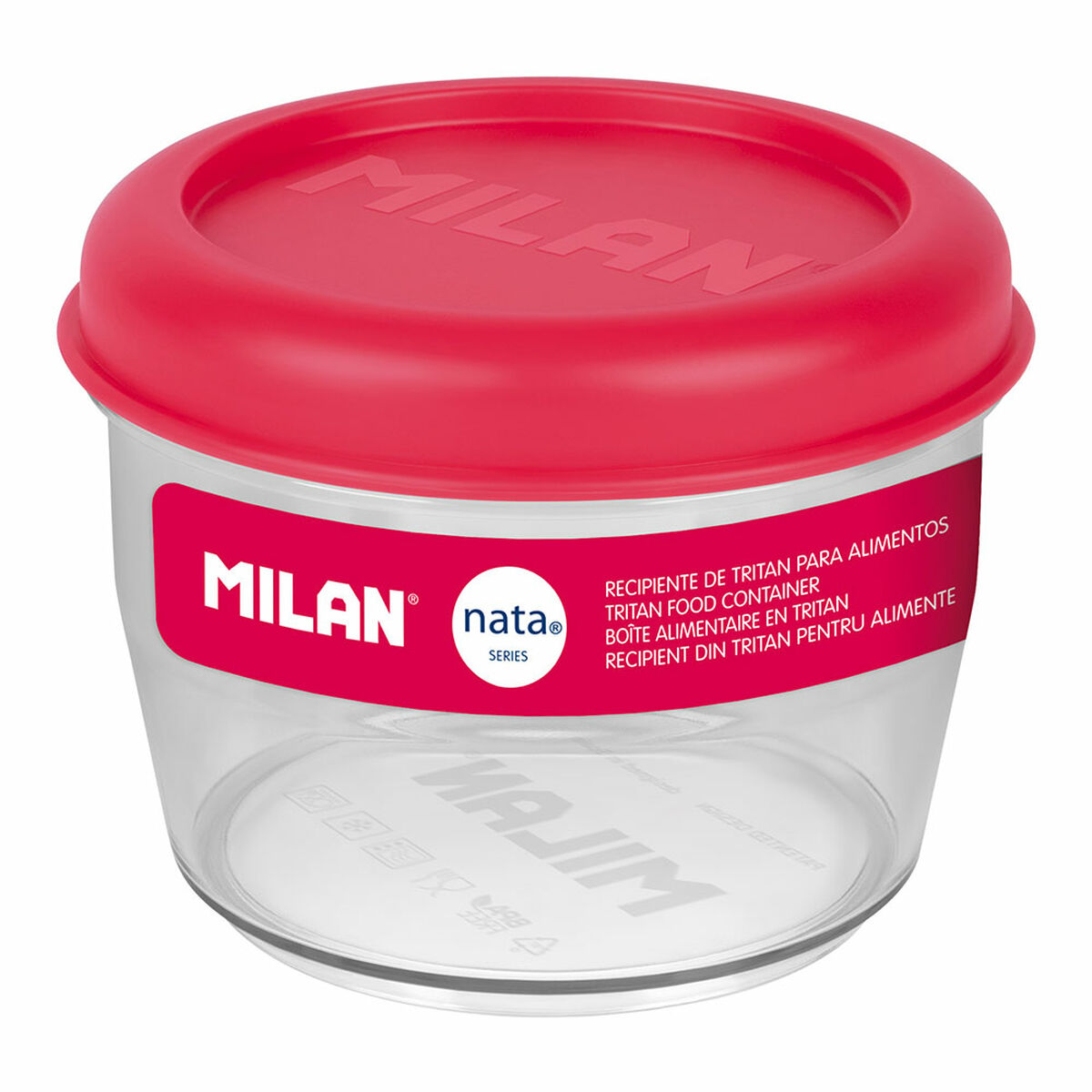 Lancheira Hermética Milan 500 ml Cor de Rosa Transparente Plástico Redonda Ø 12 cm