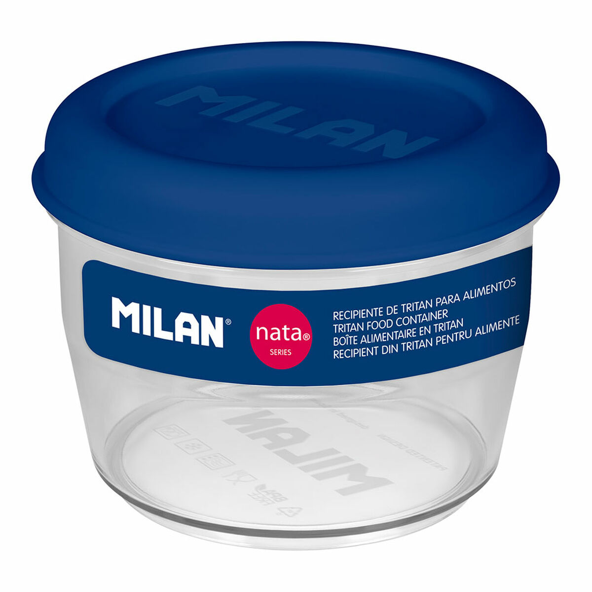 Lancheira Hermética Milan 500 ml Azul Transparente Plástico Redonda Ø 12 cm