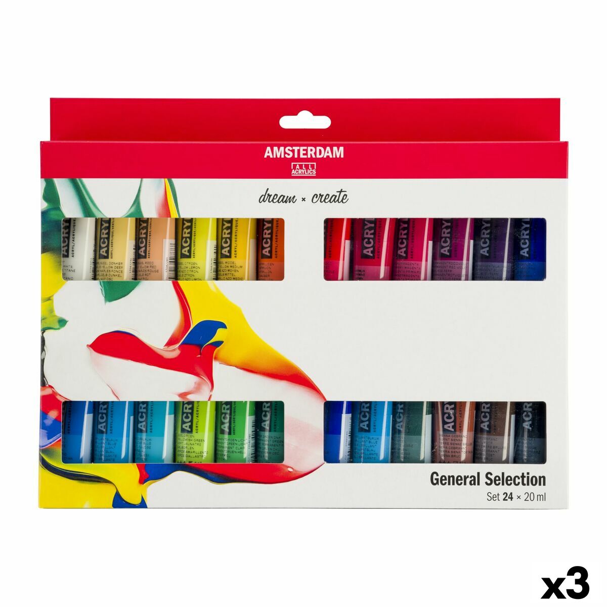 Conjunto de tintas acrílicas Talens Multicolor 20 ml 24 Peças (3 Unidades)