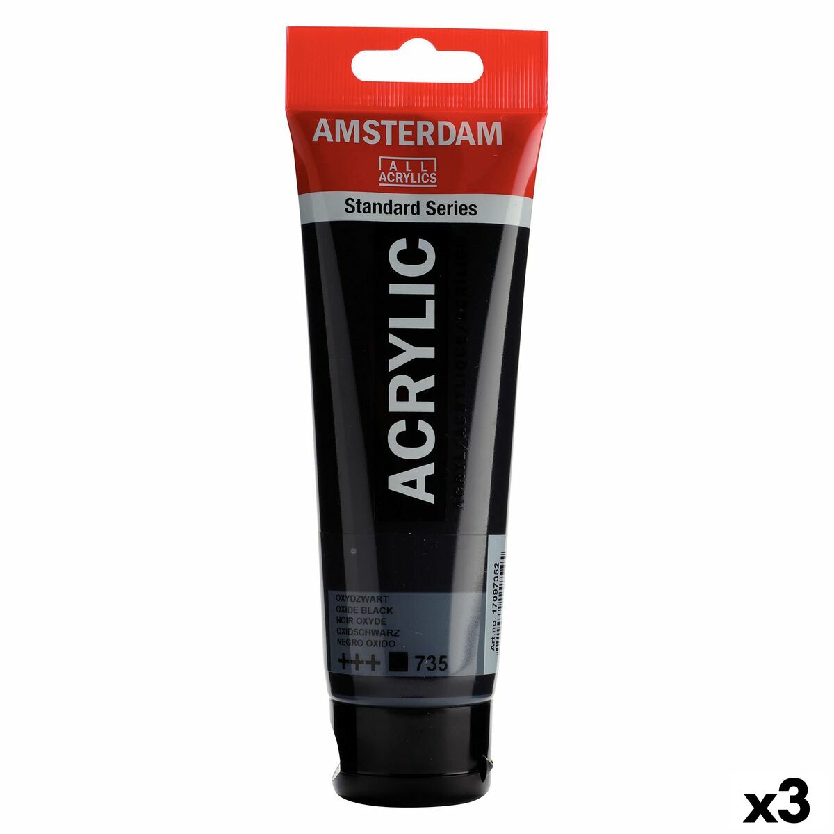Tinta acrílica Talens Amsterdam Preto 120 ml (3 Unidades)